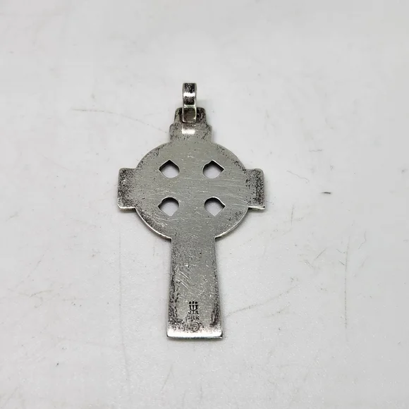 Retired James Avery Large Sterling Celtic Cross Pendant w North Star Center
